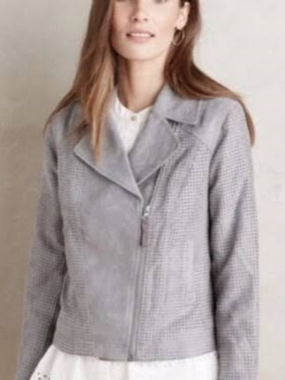 Hei Hei Anthropologie Moto perforated vegan suede Zipper lined Jacket sz large